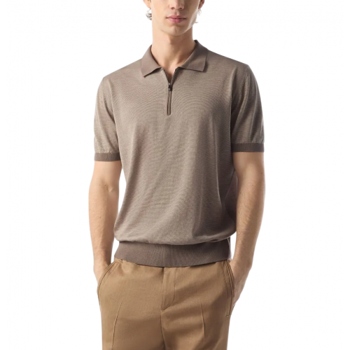 TRICOU CORNELIANI, Ice Cotton, Silk Polo, Brown TRICOU CORNELIANI, Ice Cotton, Silk Polo, Brown