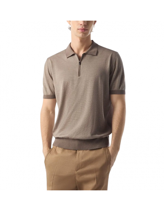 TRICOU CORLEANI, Ice Cotton, Silk Polo, Brown - 25M5222525105042 TRICOU CORLEANI, Ice Cotton, Silk Polo, Brown - 25M5222525105042