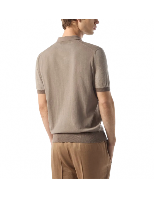 TRICOU CORLEANI, Ice Cotton, Silk Polo, Brown - 25M5222525105042 TRICOU CORLEANI, Ice Cotton, Silk Polo, Brown - 25M5222525105042