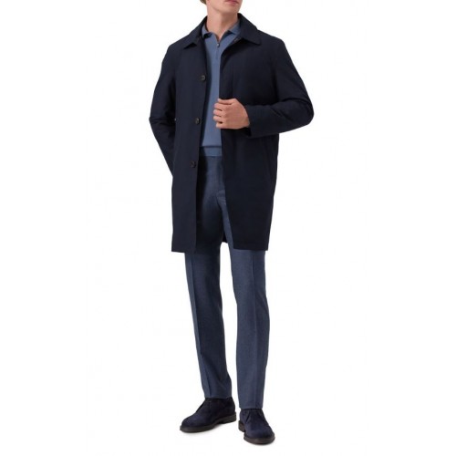 PALTON CORNELIANI, Black technical fabric coat, Bleumarin