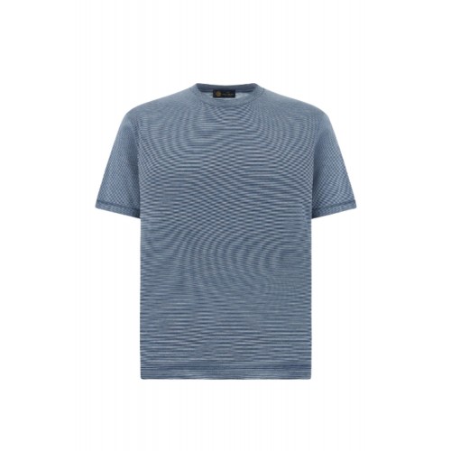 Tricou PAUL&SHARK, COTTON & SILK Silk and cotton T-shirt with micro stripe pattern