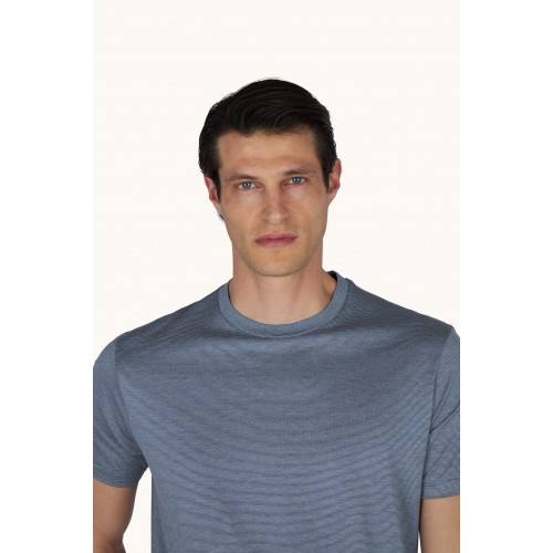Tricou PAUL&SHARK, COTTON & SILK Silk and cotton T-shirt with micro stripe pattern