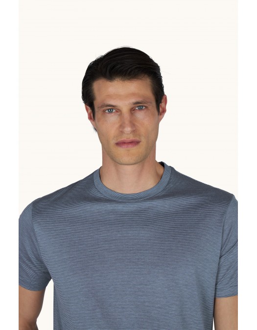 Tricou PAUL&SHARK, COTTON & SILK Silk and cotton T-shirt with micro stripe pattern - 26411002129