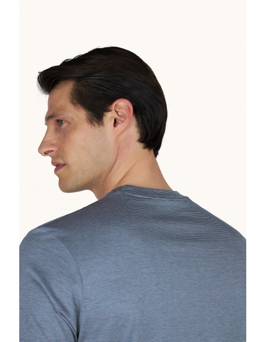 Tricou PAUL&SHARK, COTTON & SILK Silk and cotton T-shirt with micro stripe pattern - 26411002129