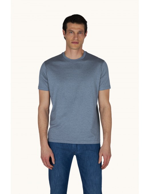Tricou PAUL&SHARK, COTTON & SILK Silk and cotton T-shirt with micro stripe pattern - 26411002129