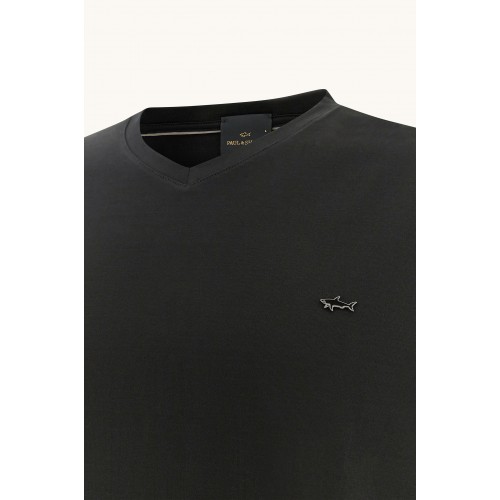 Tricou PAUL&SHARK, Double mercerised cotton jersey V-neck T-shirt