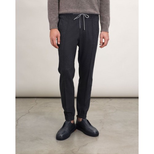 PANTALONI CORNELIANI, Wool Fabric, Dark Grey PANTALONI CORNELIANI, Wool Fabric, Dark Grey