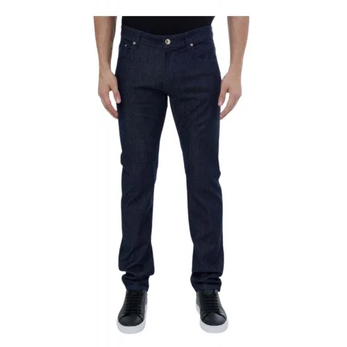 BLUGI CORNELIANI, Dark Wash Slim-fit Denim Pants, Bleumarin