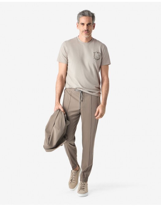PANTALONI CORNELIANI, technical wool fabric joggers, Dark Beige - 2745292718523029