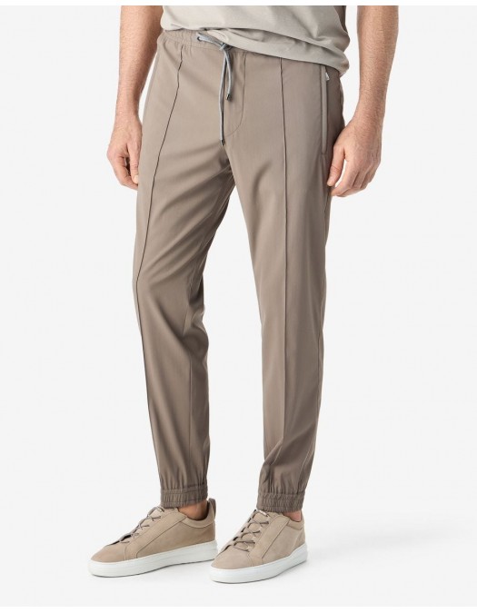 PANTALONI CORNELIANI, technical wool fabric joggers, Dark Beige - 2745292718523029