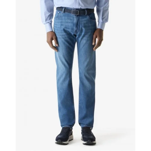 BLUGI CORNELIANI, 7.2 o.z. stretch denim jeans, Blue