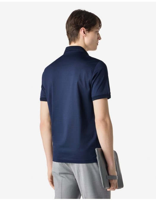 Tricou CORNELIANI, button-up lisle thread polo shirt, Bleumarin - 27G5012725000001