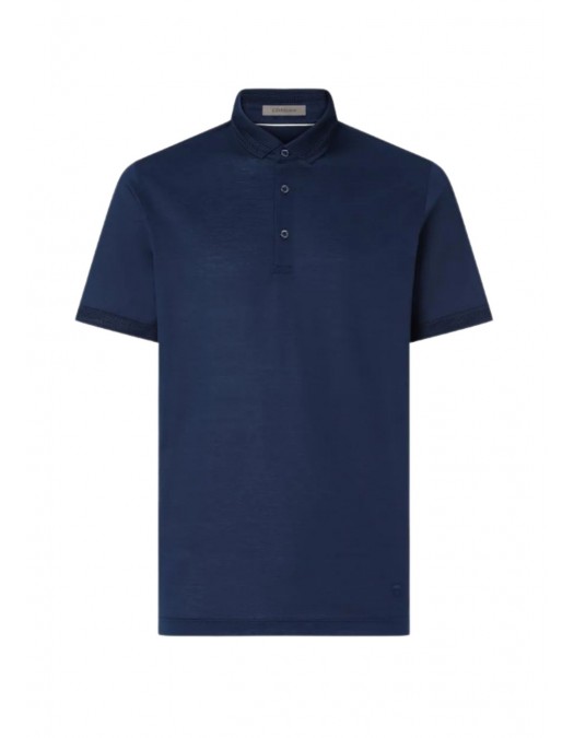 Tricou CORNELIANI, button-up lisle thread polo shirt, Bleumarin - 27G5012725000001