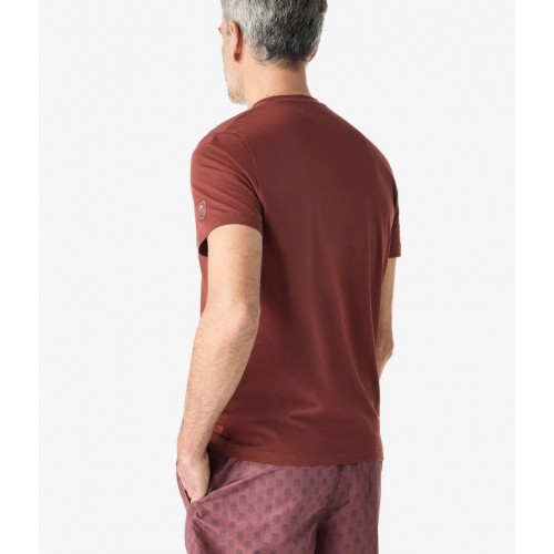 Tricou CORNELIANI, Brick brown crew neck stretch cotton jersey 