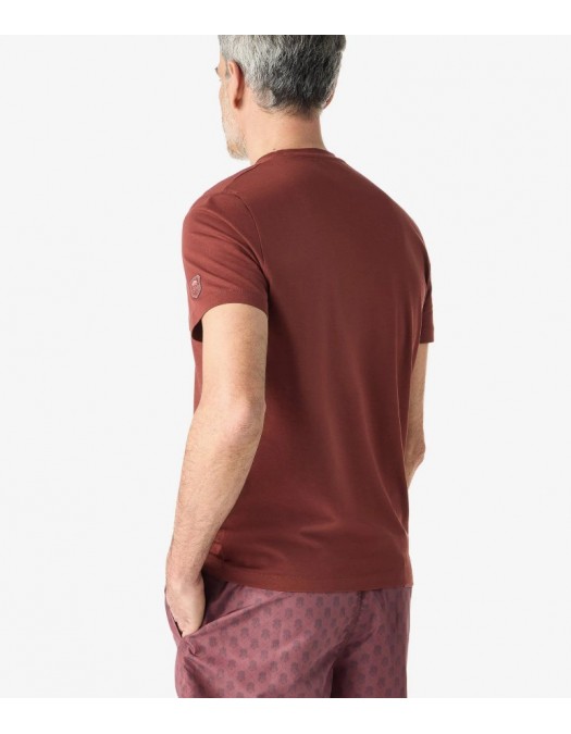 Tricou CORNELIANI, Brick brown crew neck stretch cotton jersey - 27G5862725028032