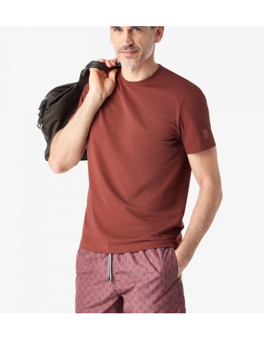 Tricou CORNELIANI, Brick brown crew neck stretch cotton jersey - 27G5862725028032