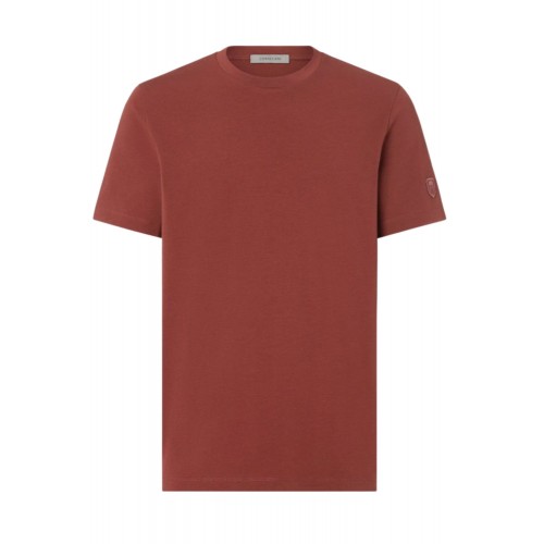 Tricou CORNELIANI, Brick brown crew neck stretch cotton jersey 