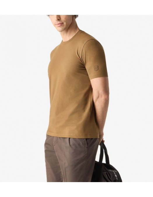 Tricou CORNELIANI, Ochre crew neck stretch cotton jersey - 27G5862725028033