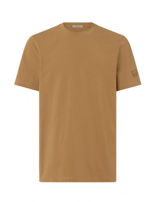Tricou CORNELIANI, Ochre crew neck stretch cotton jersey - 27G5862725028033