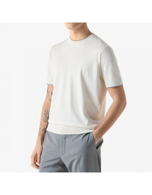 Tricou CORNELIANI, White silk and cotton knitwear - 27M5502725131028