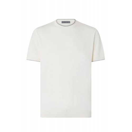 Tricou CORNELIANI, White silk and cotton knitwear