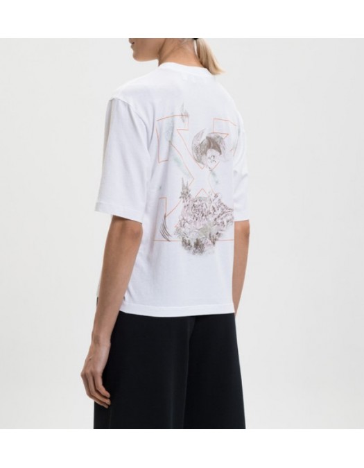 Tricou OFF WHITE, White T-shirt with Storytelling print - 2AA124S26JER002W128