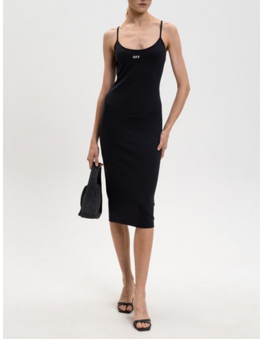 Rochie OFF WHITE, Black midi dress with contrasting OFF logo - 2DB55FC99JER001W003
