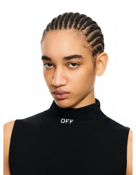 TOP OFF WHITE, Off Stamp Rib Kat Top, Negru - 2DD04PS26JER001W003