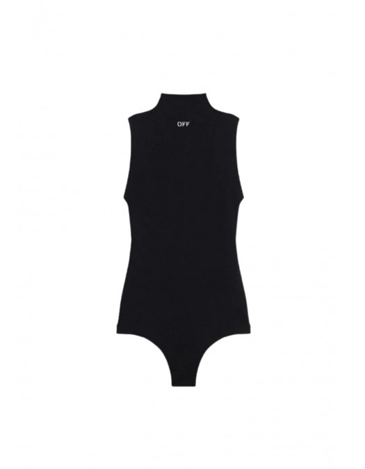 TOP OFF WHITE, Off Stamp Rib Kat Top, Negru - 2DD04PS26JER001W003