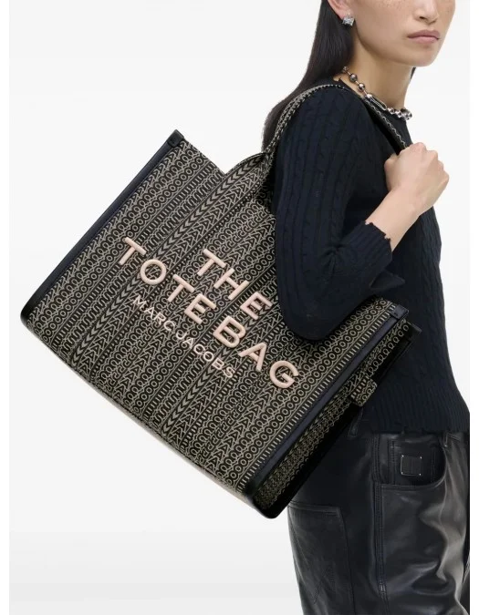 Geanta MARC JACOBS, The Monogram Jacquard, Large, Tote, Black, Beige - 2F4HTT014H05261 Geanta MARC JACOBS, The Monogram Jacquard, Large, Tote, Black, Beige - 2F4HTT014H05261