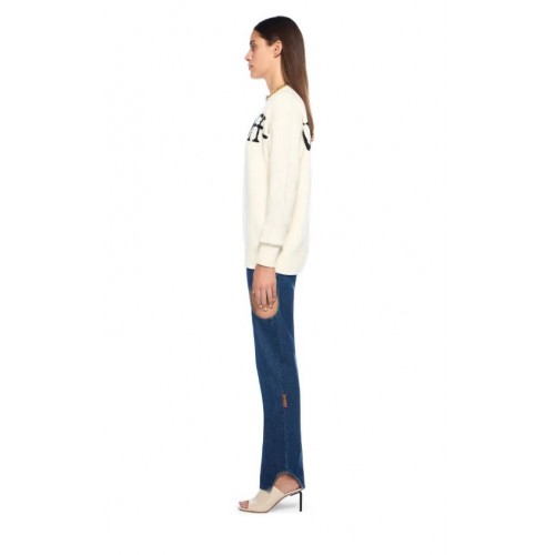 Pulover OFF WHITE, Bookish Logo Knit Sweater, Alb