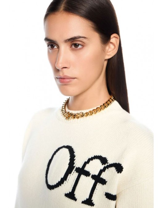 Pulover OFF WHITE, Bookish Logo Knit Sweater, Alb - 2HE10OS26KNI001W140