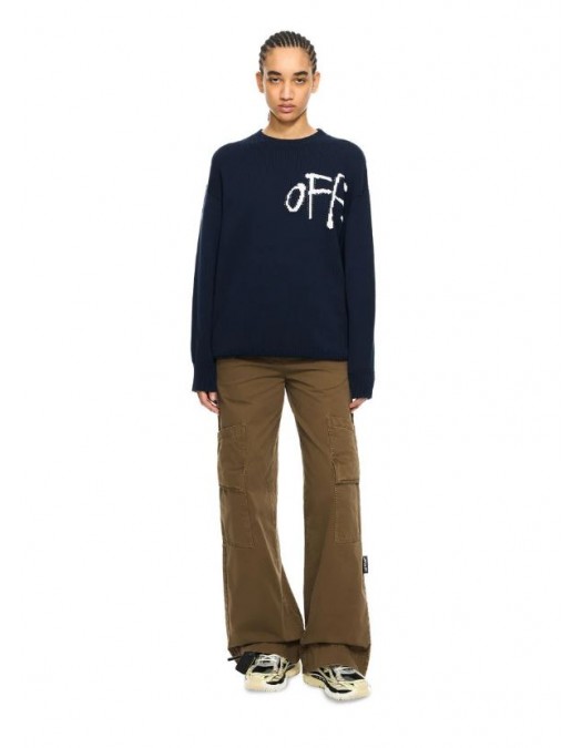 Pulover OFF WHITE, Bookish Shared Knit Crewneck, Bleumarin - 2HE10OS26KNI001W930