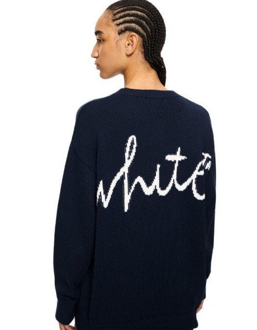 Pulover OFF WHITE, Bookish Shared Knit Crewneck, Bleumarin - 2HE10OS26KNI001W930