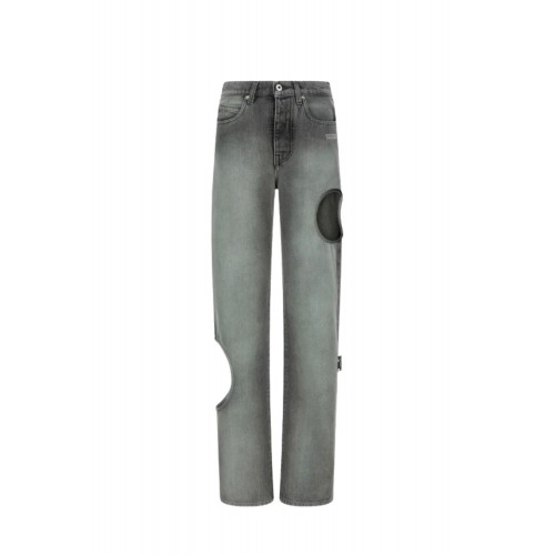 Blugi OFF WHITE, cut-out straight jeans, Grey