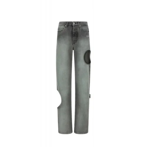 Blugi OFF WHITE, cut-out straight jeans, Grey