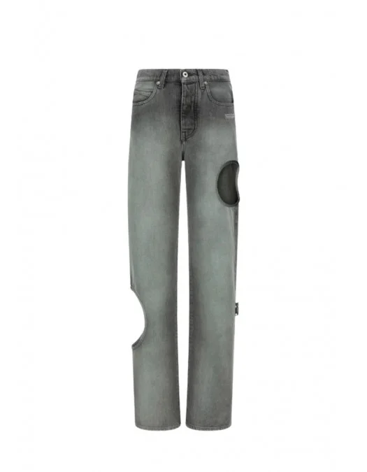 Blugi OFF WHITE, cut-out straight jeans, Grey - 2YA06ES26DEN002W055