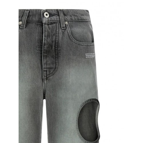 Blugi OFF WHITE, cut-out straight jeans, Grey