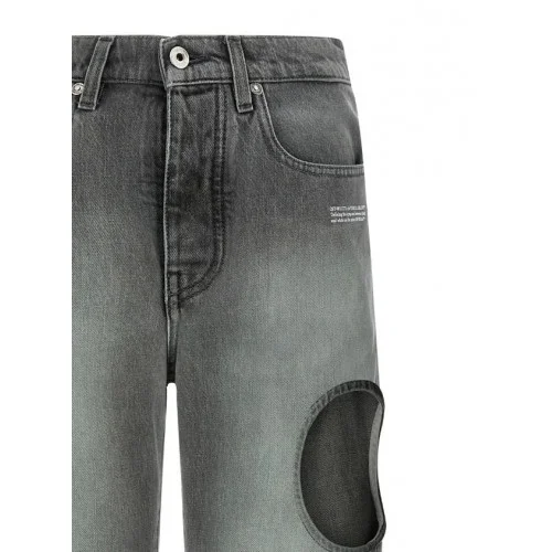 Blugi OFF WHITE, cut-out straight jeans, Grey