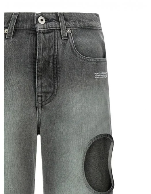 Blugi OFF WHITE, cut-out straight jeans, Grey - 2YA06ES26DEN002W055
