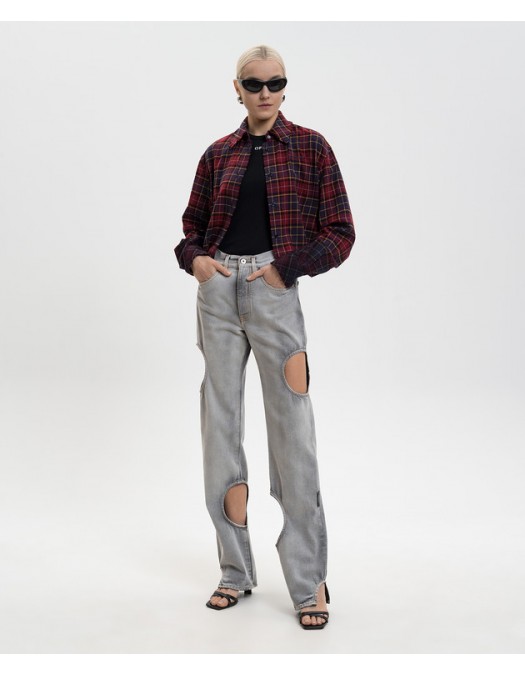 Blugi OFF WHITE, cut-out straight jeans, Grey - 2YA06ES26DEN002W055