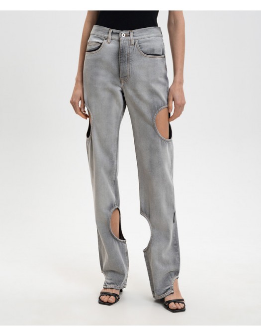 Blugi OFF WHITE, cut-out straight jeans, Grey - 2YA06ES26DEN002W055