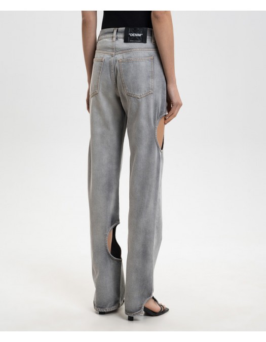 Blugi OFF WHITE, cut-out straight jeans, Grey - 2YA06ES26DEN002W055