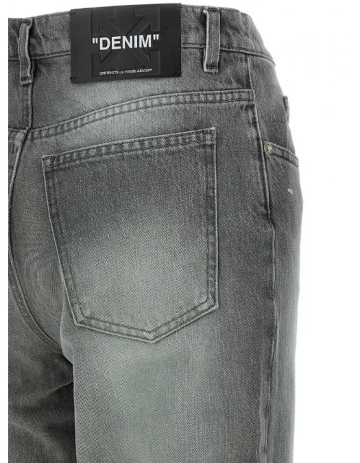 Blugi OFF WHITE, cut-out straight jeans, Grey - 2YA06ES26DEN002W055