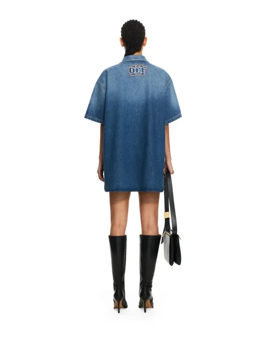 Rochie OFF WHITE, Royal Patch Denim Dress, Blue - 2YM038S26DEN001W421