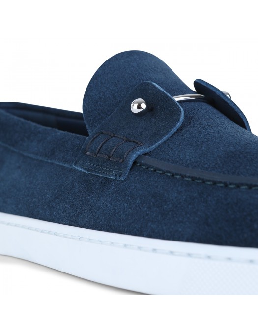 Loafers CHRISTIAN LOUBOUTIN, DARK BLUE LEATHER LOAFERS - 32401844361