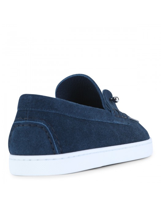 Loafers CHRISTIAN LOUBOUTIN, DARK BLUE LEATHER LOAFERS - 32401844361