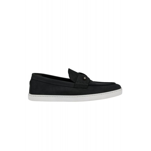 Loafers CHRISTIAN LOUBOUTIN, Boat Shoes - Reversed nubuck leather - Black - Men