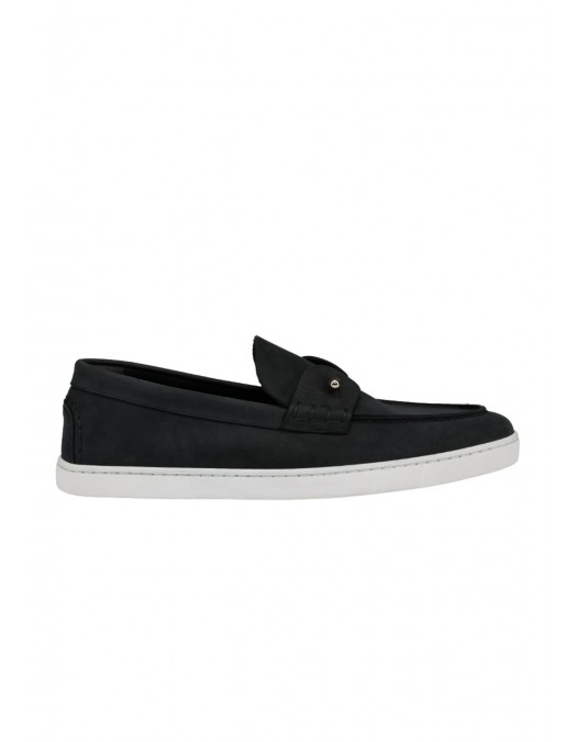Loafers CHRISTIAN LOUBOUTIN, Boat Shoes - Reversed nubuck leather - Black - Men - 3240186B439