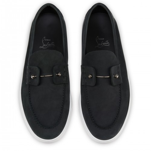 Loafers CHRISTIAN LOUBOUTIN, Boat Shoes - Reversed nubuck leather - Black - Men